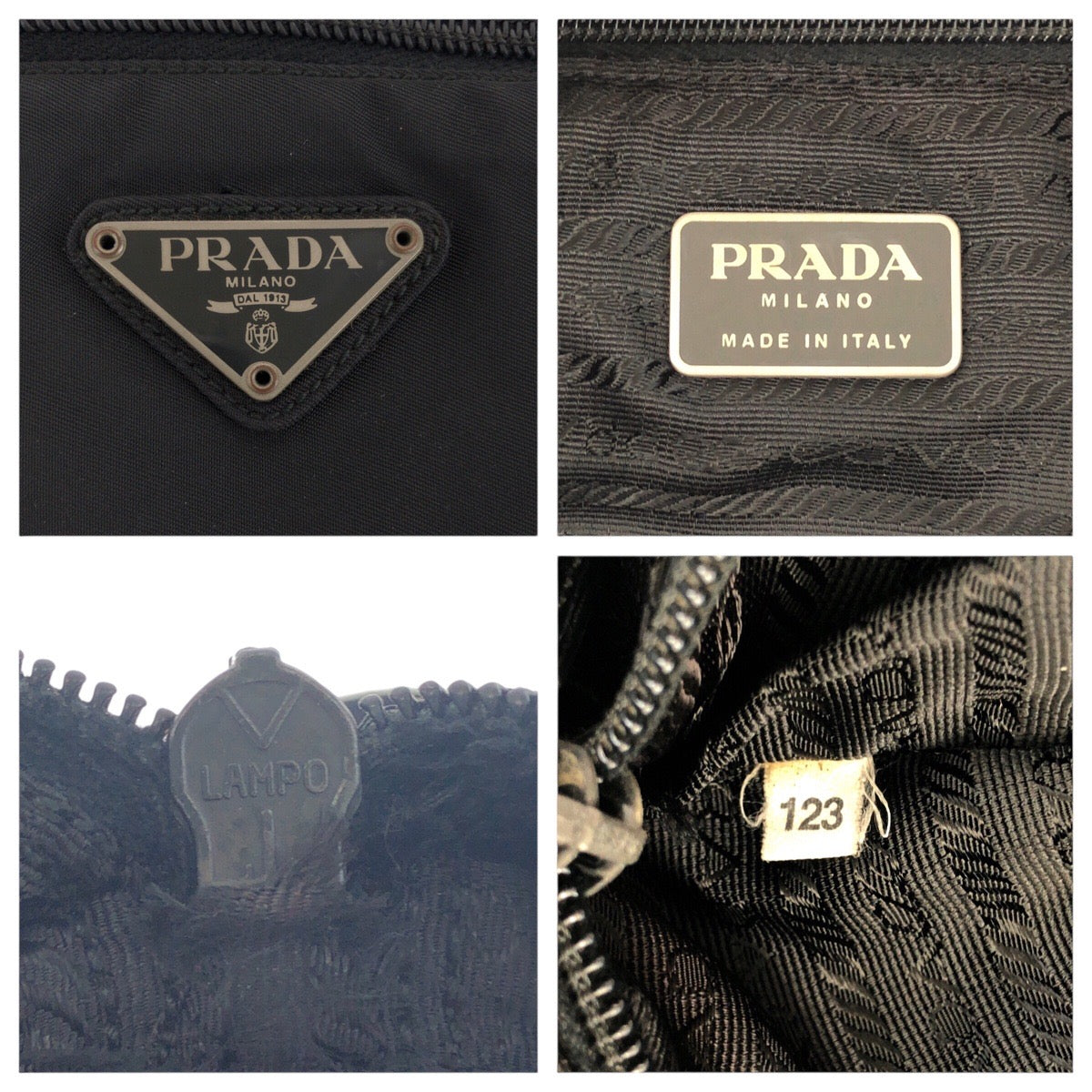 19078
PRADA プラダ テスート 三角ロゴプレート ブラック 黒 シルバー金具 ナイロン トートバッグ ショルダーバッグ レディース AB16