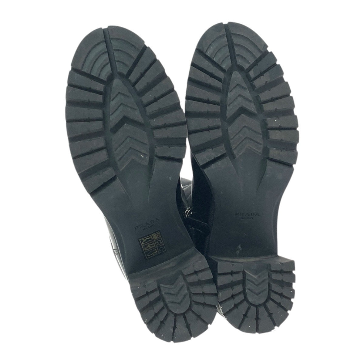 19079
PRADA プラダ テスート 三角ロゴプレート ブラック 黒 シルバー金具 ナイロン / レザー ロングブーツ  レディース ABP86