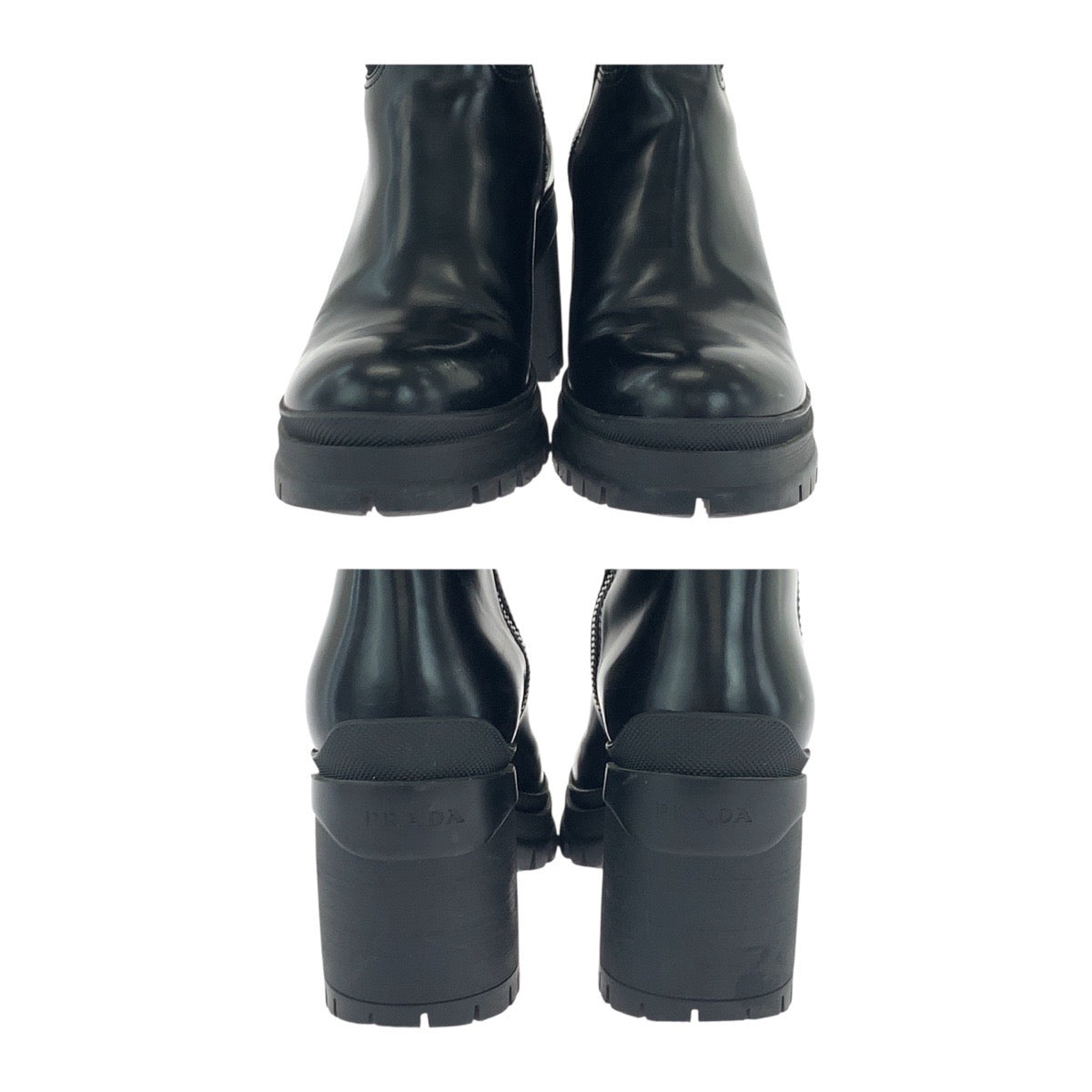 19079
PRADA プラダ テスート 三角ロゴプレート ブラック 黒 シルバー金具 ナイロン / レザー ロングブーツ  レディース ABP86