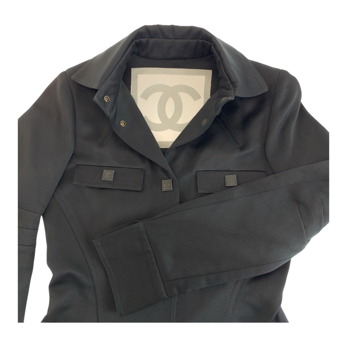 19080
CHANEL シャネル スポーツライン ココマーク サイズ34 ブラック 黒 コットン / シルク P29264 ジャケット レディース A198