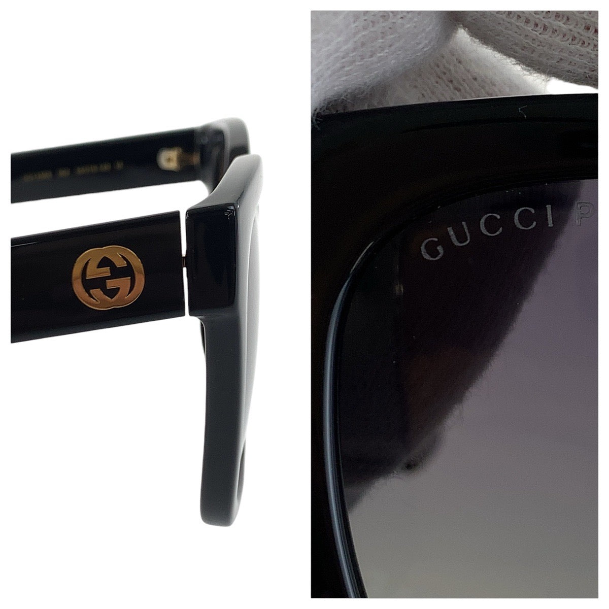 19082
GUCCI グッチ インターロッキング ブラック 黒 ゴールド金具 プラスチック GG1338S 002 54◻︎19-140 M サングラス 男女兼用 ウェリントン  メンズ A20