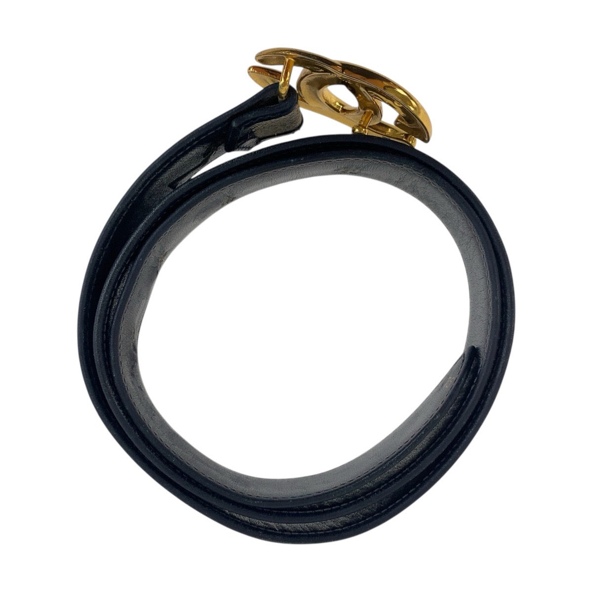 19083
GUCCI グッチ ヴィンテージ オールドグッチ インターロッキング 75cm ネイビー グレー ゴールド金具 GGキャンバス / レザー ベルト  レディース AB14