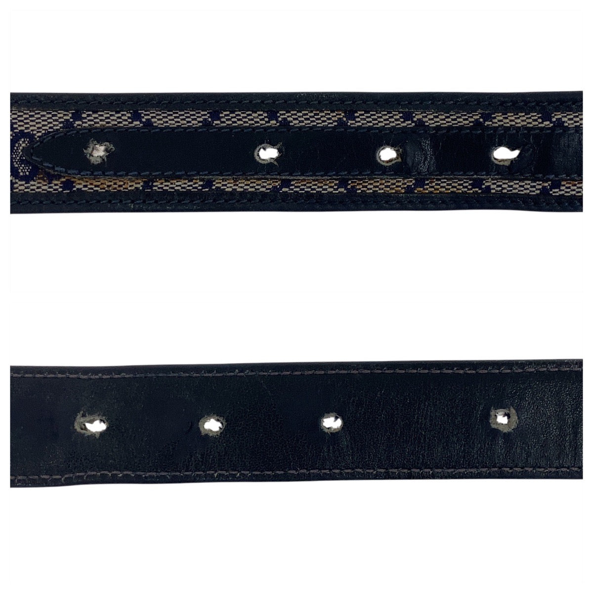 19083
GUCCI グッチ ヴィンテージ オールドグッチ インターロッキング 75cm ネイビー グレー ゴールド金具 GGキャンバス / レザー ベルト  レディース AB14