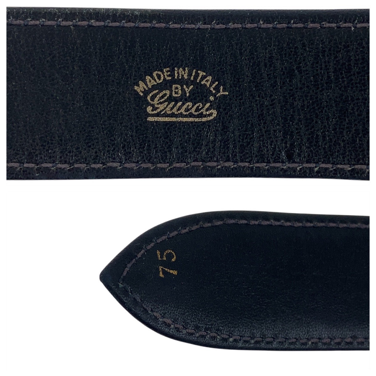 19083
GUCCI グッチ ヴィンテージ オールドグッチ インターロッキング 75cm ネイビー グレー ゴールド金具 GGキャンバス / レザー ベルト  レディース AB14