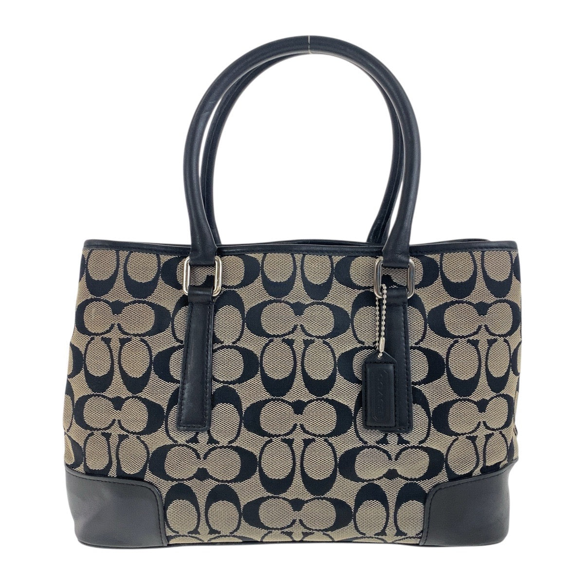 19088
COACH コーチ シグネチャー ブラック グレー シルバー金具 キャンバス / レザー F2J-6089 トートバッグ ハンドバッグ レディース AB8