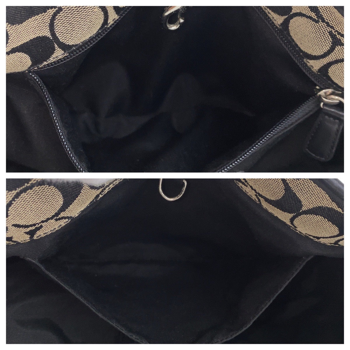 19088
COACH コーチ シグネチャー ブラック グレー シルバー金具 キャンバス / レザー F2J-6089 トートバッグ ハンドバッグ レディース AB8