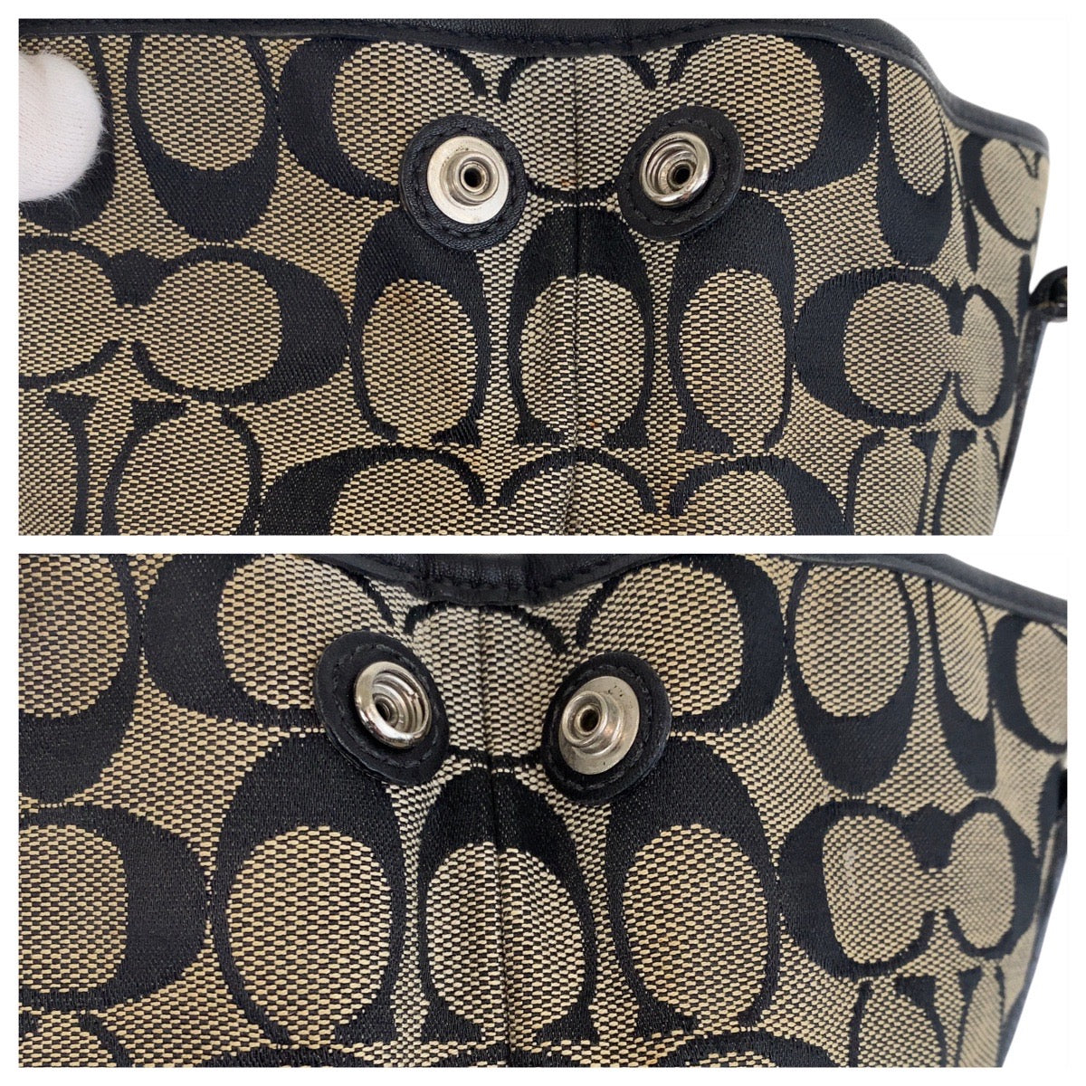 19088
COACH コーチ シグネチャー ブラック グレー シルバー金具 キャンバス / レザー F2J-6089 トートバッグ ハンドバッグ レディース AB8