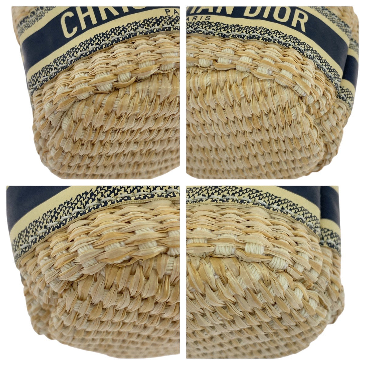 19097
Dior ディオール ノベルティ ベージュ ネイビー ゴールド金具 ストロー C800500471 斜め掛け ショルダーバッグ ポシェット  レディース N14