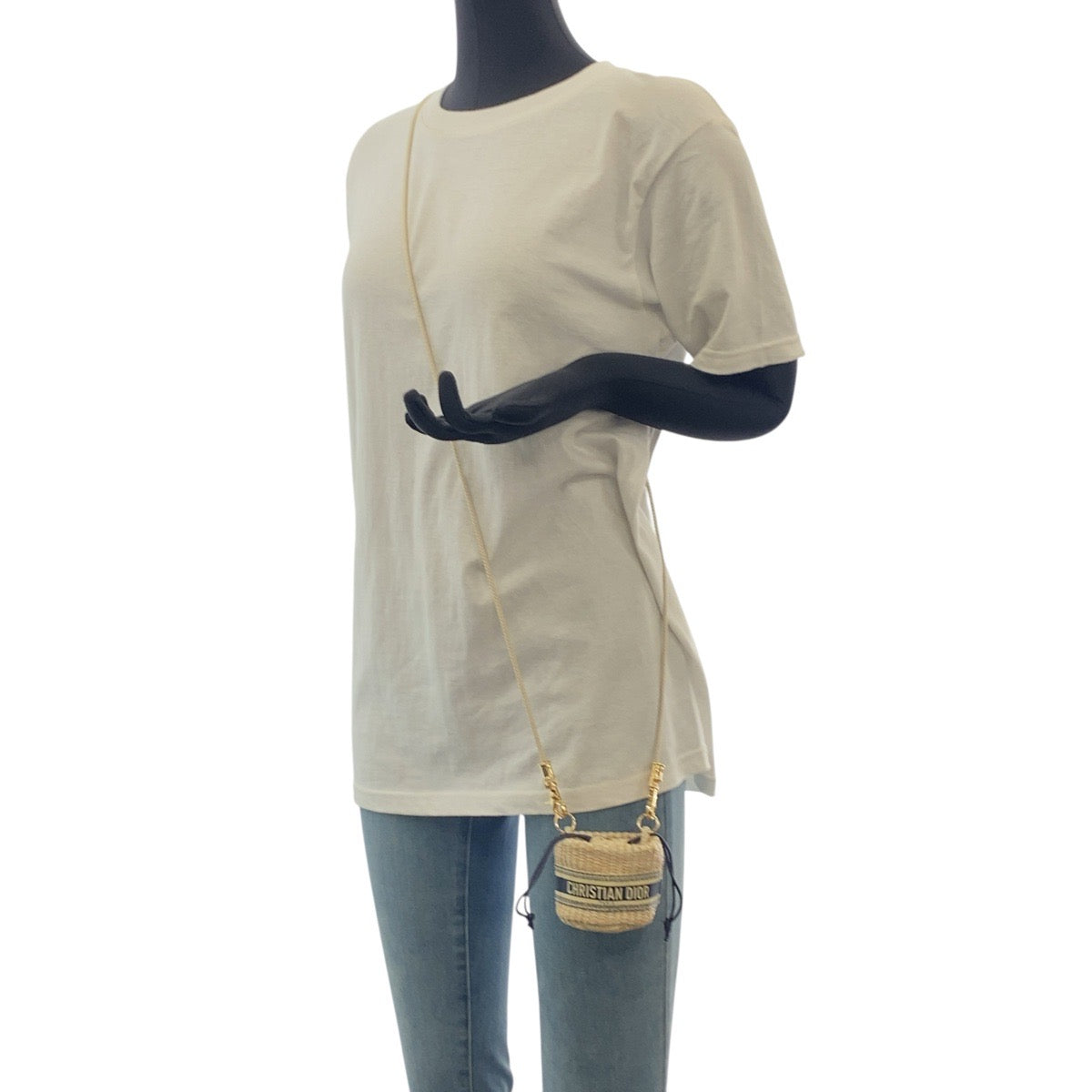 19097
Dior ディオール ノベルティ ベージュ ネイビー ゴールド金具 ストロー C800500471 斜め掛け ショルダーバッグ ポシェット  レディース N14
