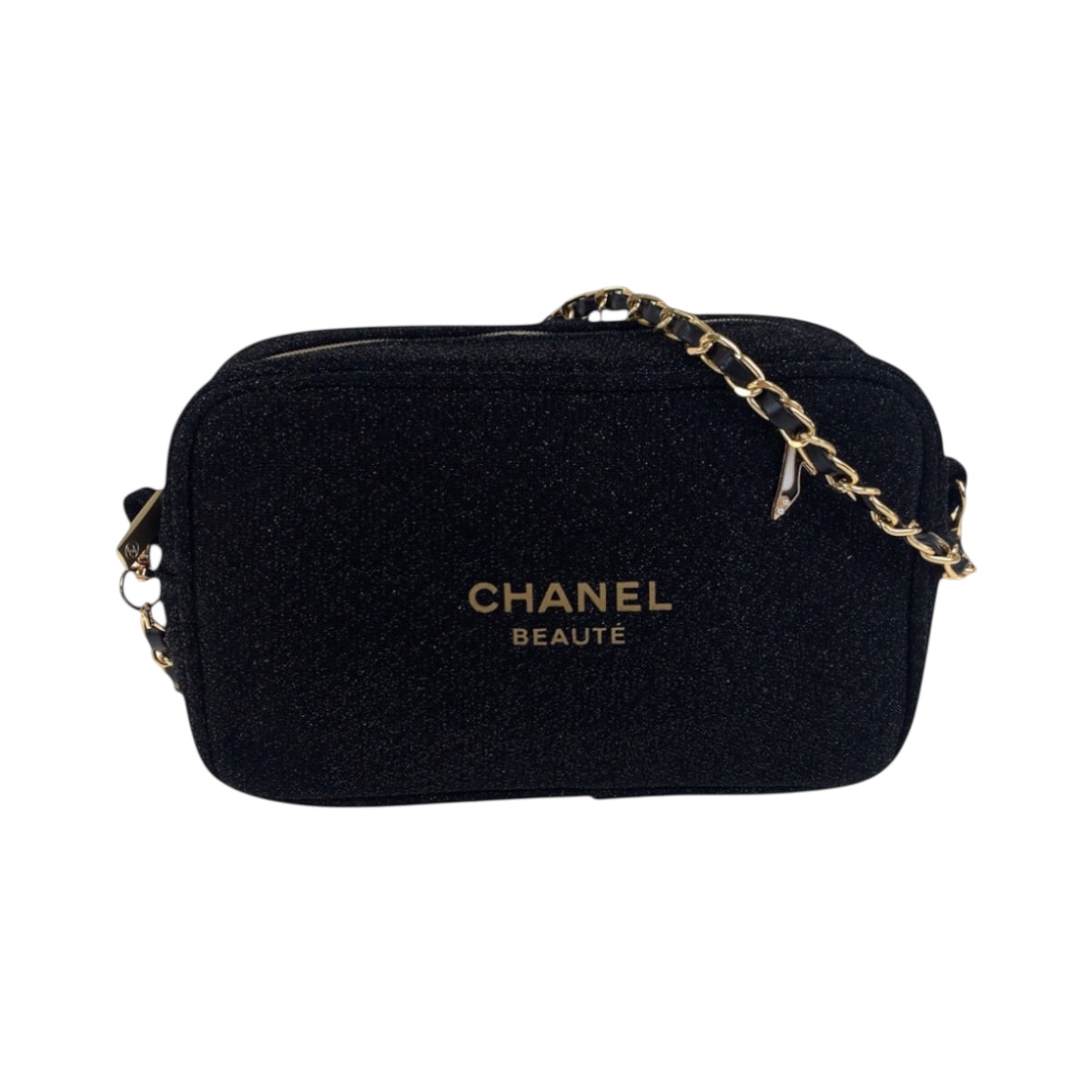 19098
CHANEL シャネル ホリデー限定 ノベルティ チャーム付き ブラック 黒 ゴールド金具 キャンバス チェーンショルダーバッグ  レディース
