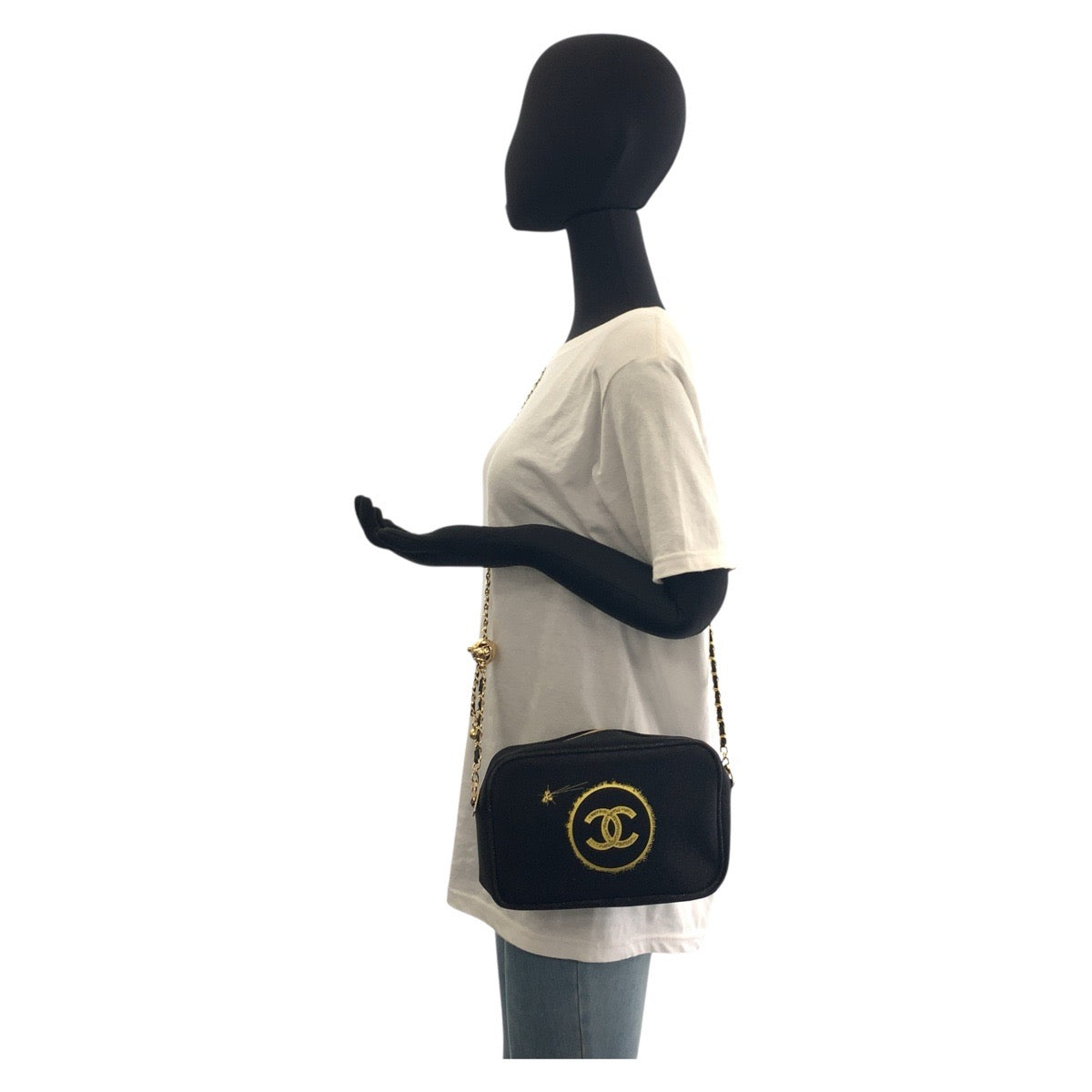 19100
CHANEL シャネル ココマーク ブラック ゴールド金具 ポリウレタン / ポリエステル ショルダーバッグ ポシェット ポーチ  レディース