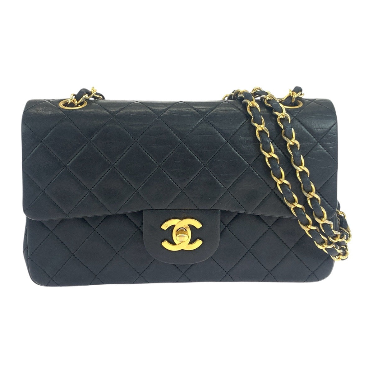 19102
CHANEL シャネル マトラッセ23 ダブルフラップ ココマーク ターンロック ブラック 黒 ゴールド金具 ラムスキン チェーンショルダーバッグ レディース ABP440