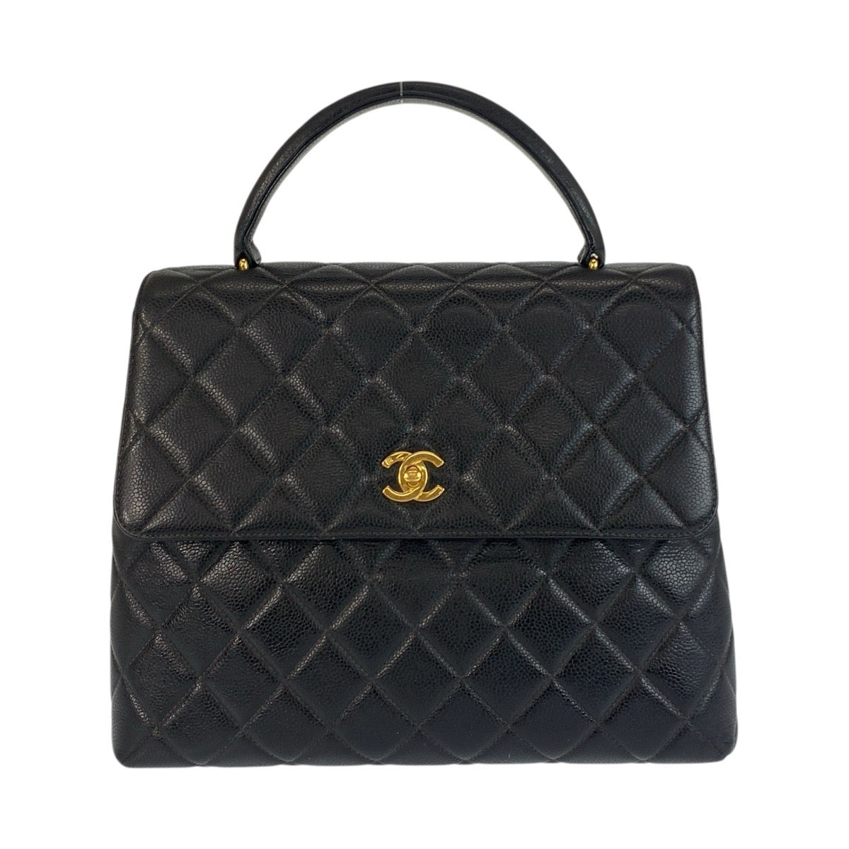 19103
CHANEL シャネル マトラッセ トップハンドル ココマーク ターンロック ブラック 黒 ゴールド金具 キャビアスキン ハンドバッグ  レディース ABP240