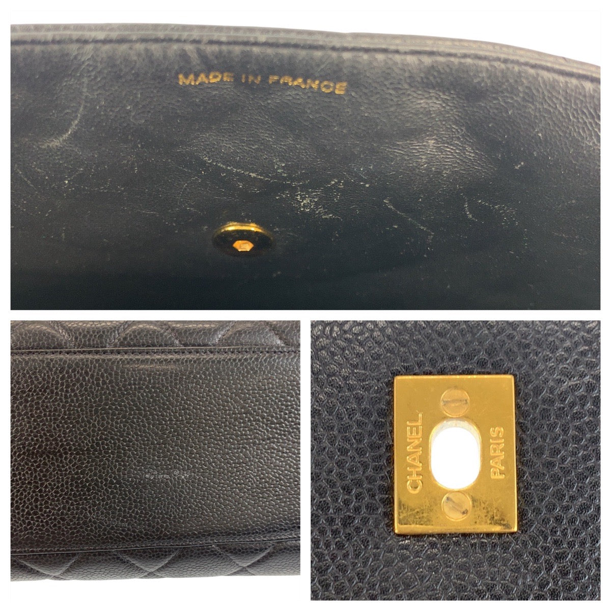 19103
CHANEL シャネル マトラッセ トップハンドル ココマーク ターンロック ブラック 黒 ゴールド金具 キャビアスキン ハンドバッグ  レディース ABP240