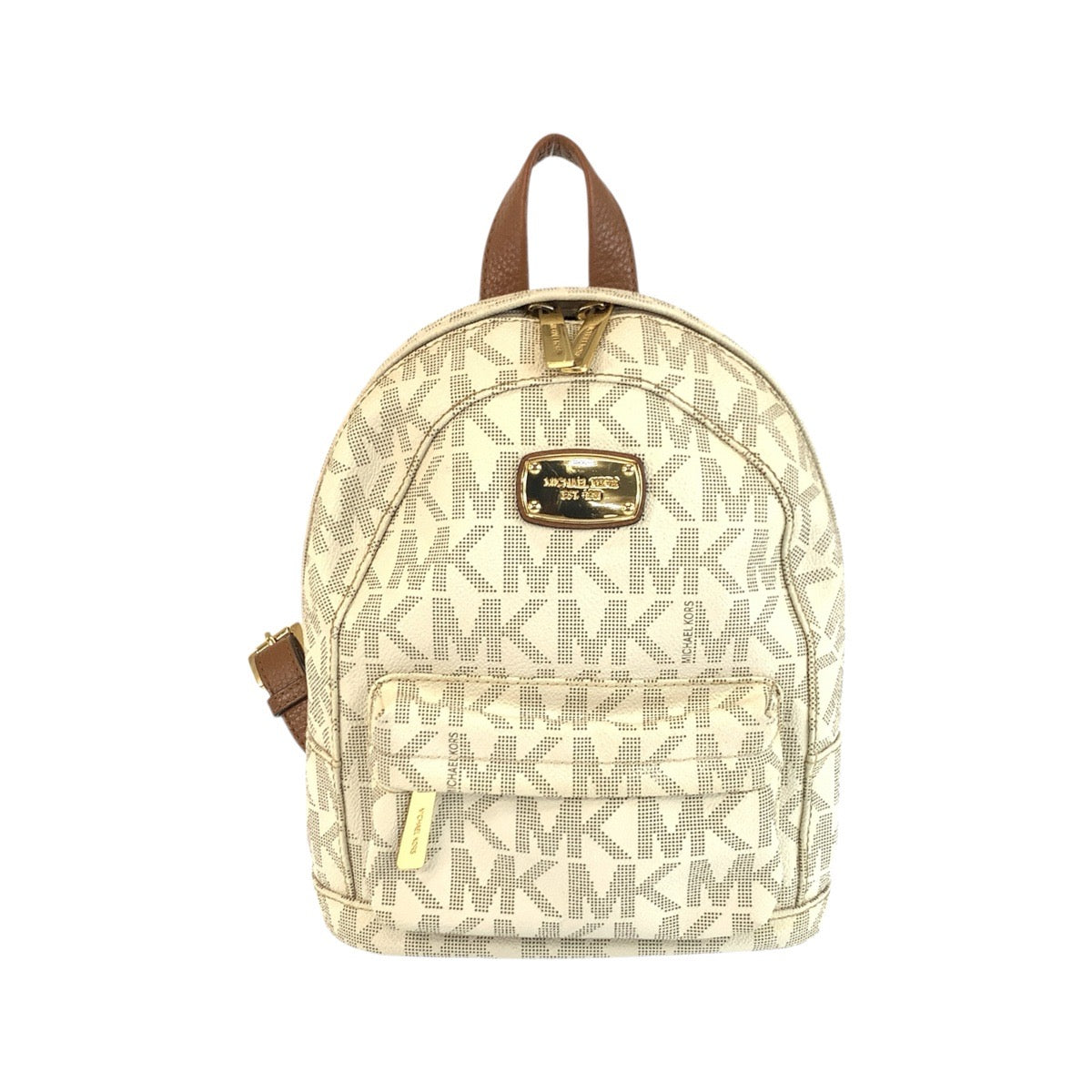 19105
Michael Kors マイケルコース MKシグネチャー ベージュ アイボリー キャメル PVC リュック バックパック レディース ABP16