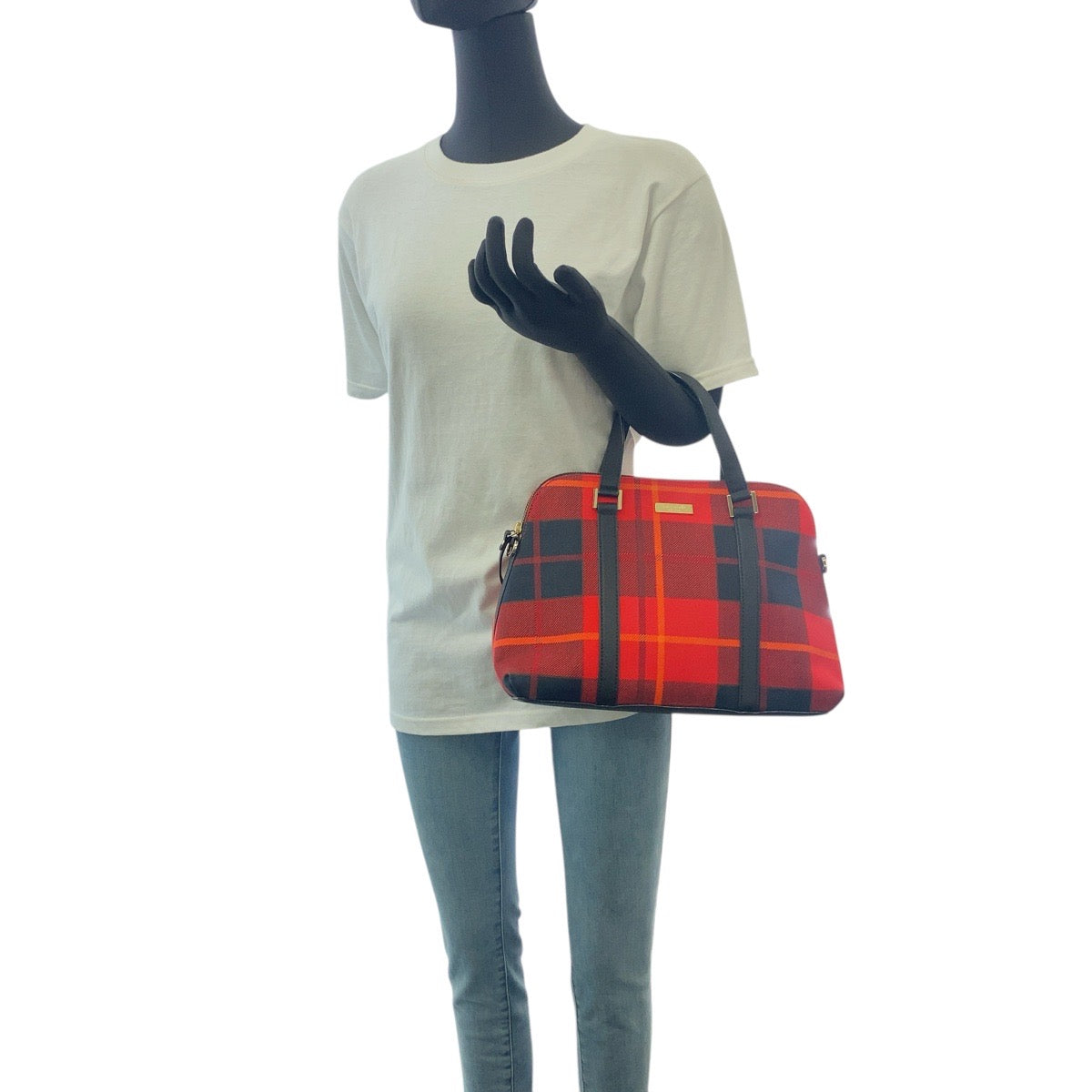 19106
Kate Spade Red Black Silver Hardware Canvas / Leather Handbag Shoulder Bag 2WAY Women's ABP12