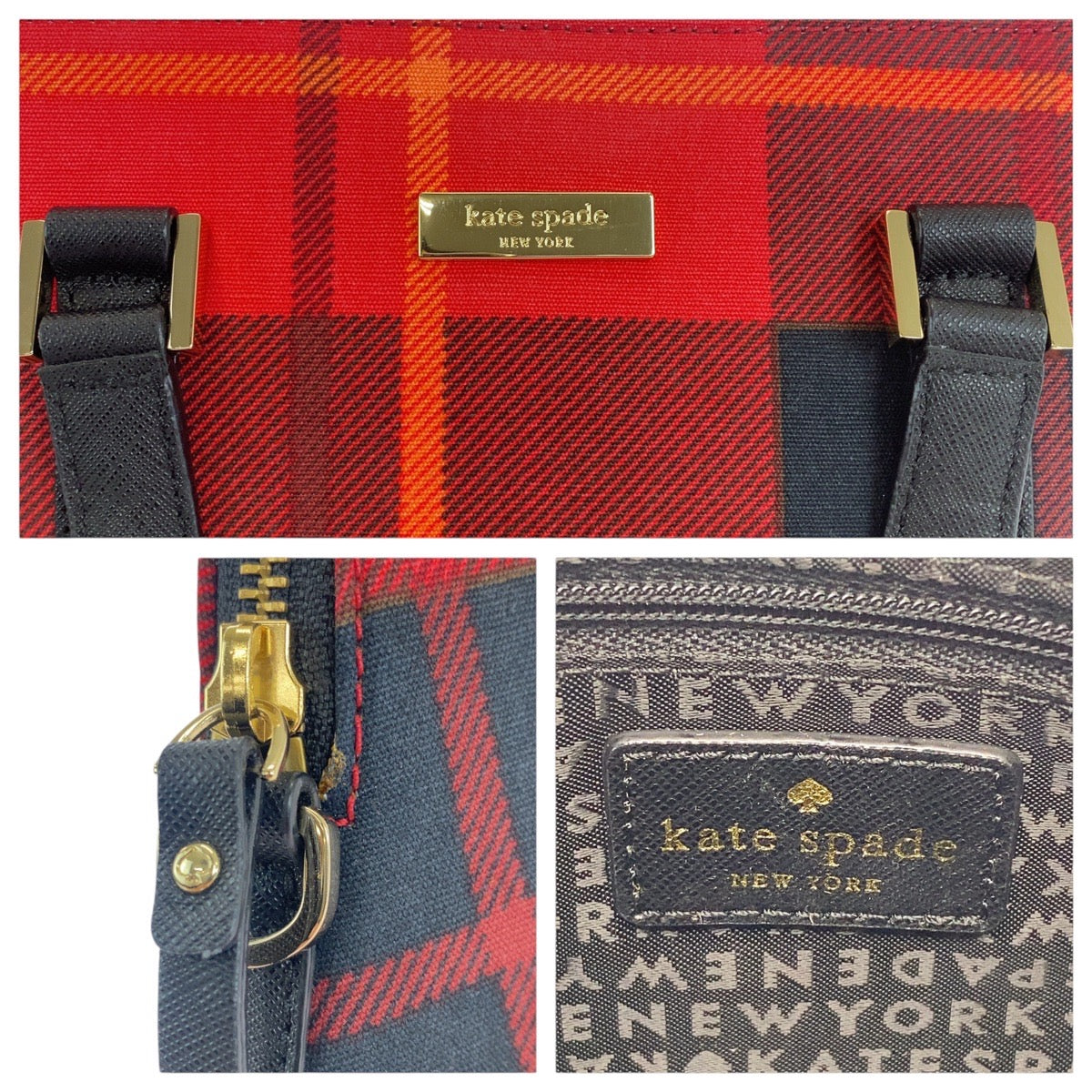 19106
Kate Spade Red Black Silver Hardware Canvas / Leather Handbag Shoulder Bag 2WAY Women's ABP12