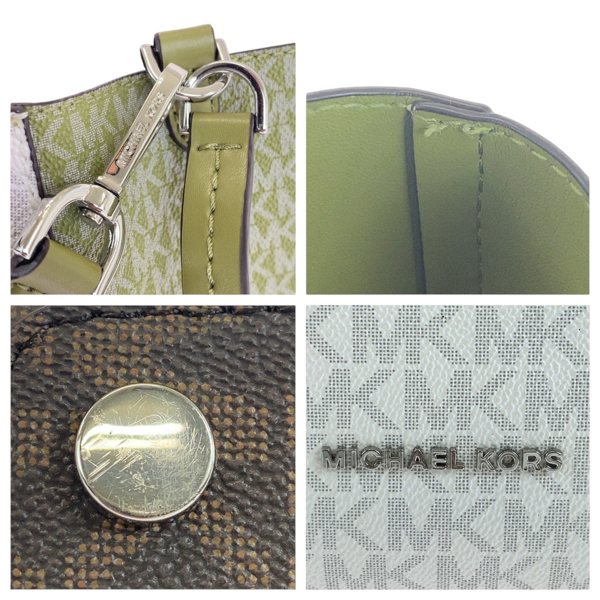 19108
Michael Kors マイケルコース ホワイト マルチカラー シルバー金具 PVC ハンドバッグ ショルダーバッグ 2WAY  レディース A24