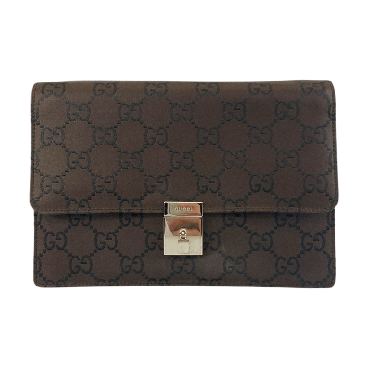 19110
GUCCI グッチ GG柄 ブラウン シルバー金具 ナイロン 018 1600 クラッチバッグ セカンドバッグ メンズ AB22
