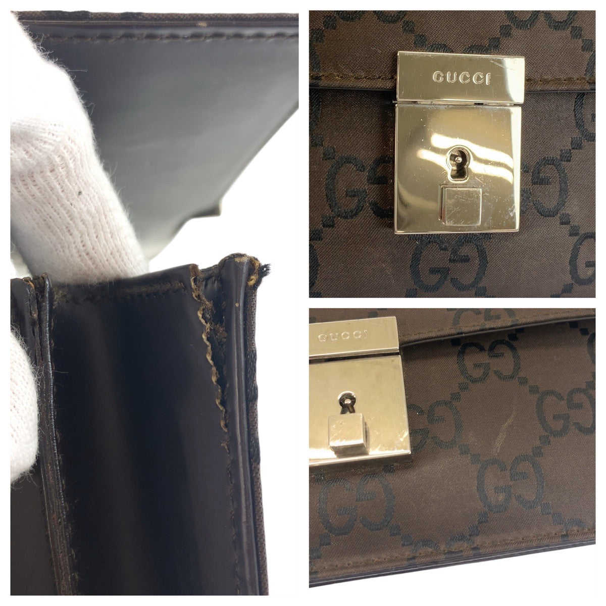 19110
GUCCI グッチ GG柄 ブラウン シルバー金具 ナイロン 018 1600 クラッチバッグ セカンドバッグ メンズ AB22