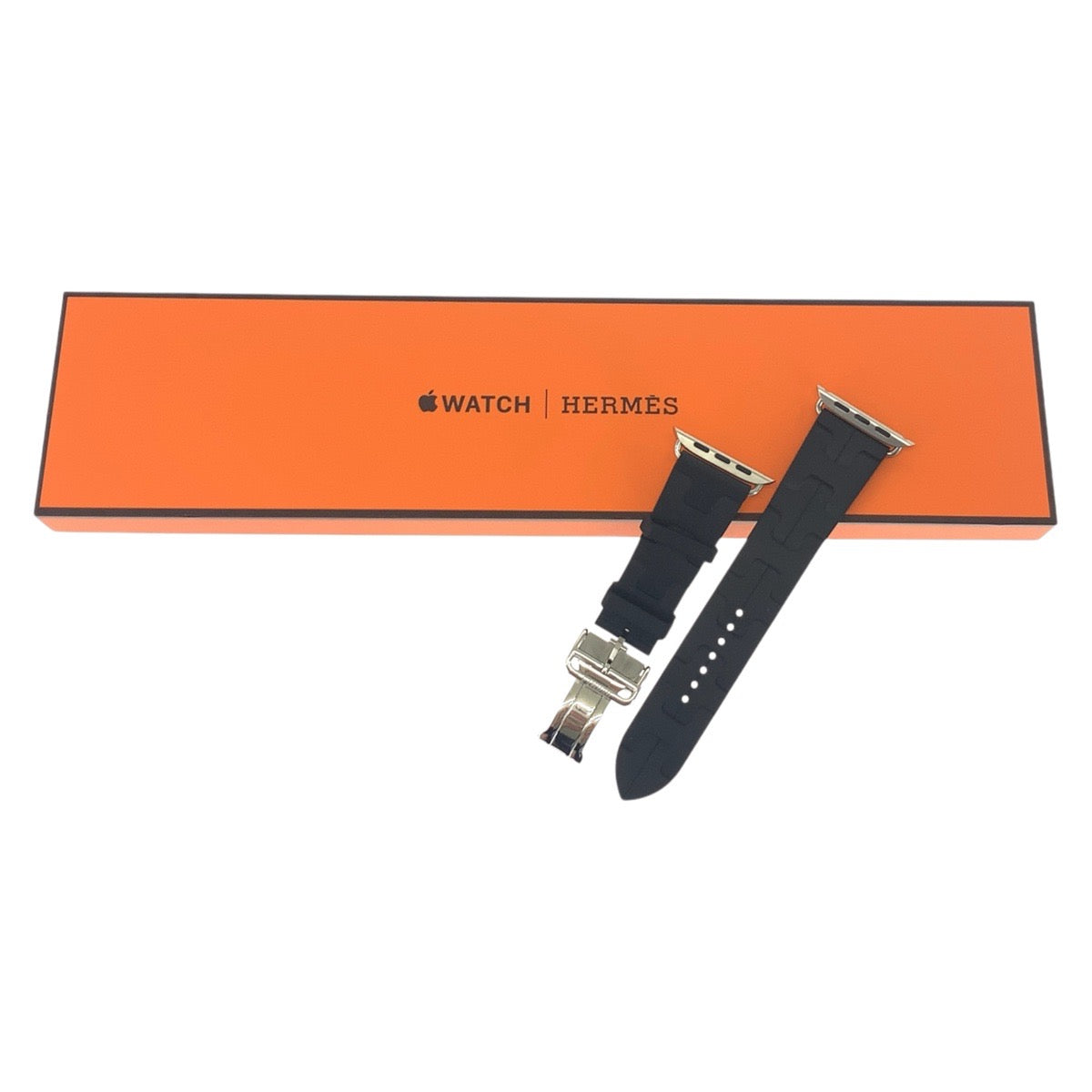 19111
HERMES エルメス シンプルトゥール キリム ブラック 黒 シルバー金具 ラバー アップルウォッチバンド 44mm  メンズ A38