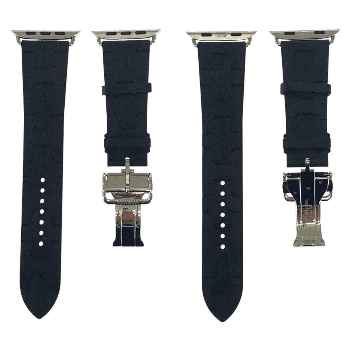 19111
HERMES エルメス シンプルトゥール キリム ブラック 黒 シルバー金具 ラバー アップルウォッチバンド 44mm  メンズ A38