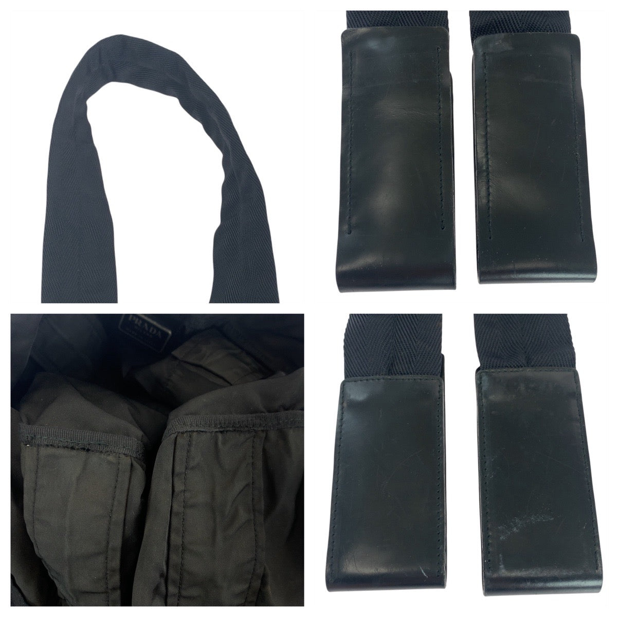 19113
PRADA プラダ テスート 三角ロゴプレート ブラック 黒 シルバー金具 ナイロン / レザー ボストンバッグ ショルダーバッグ  レディース AB38