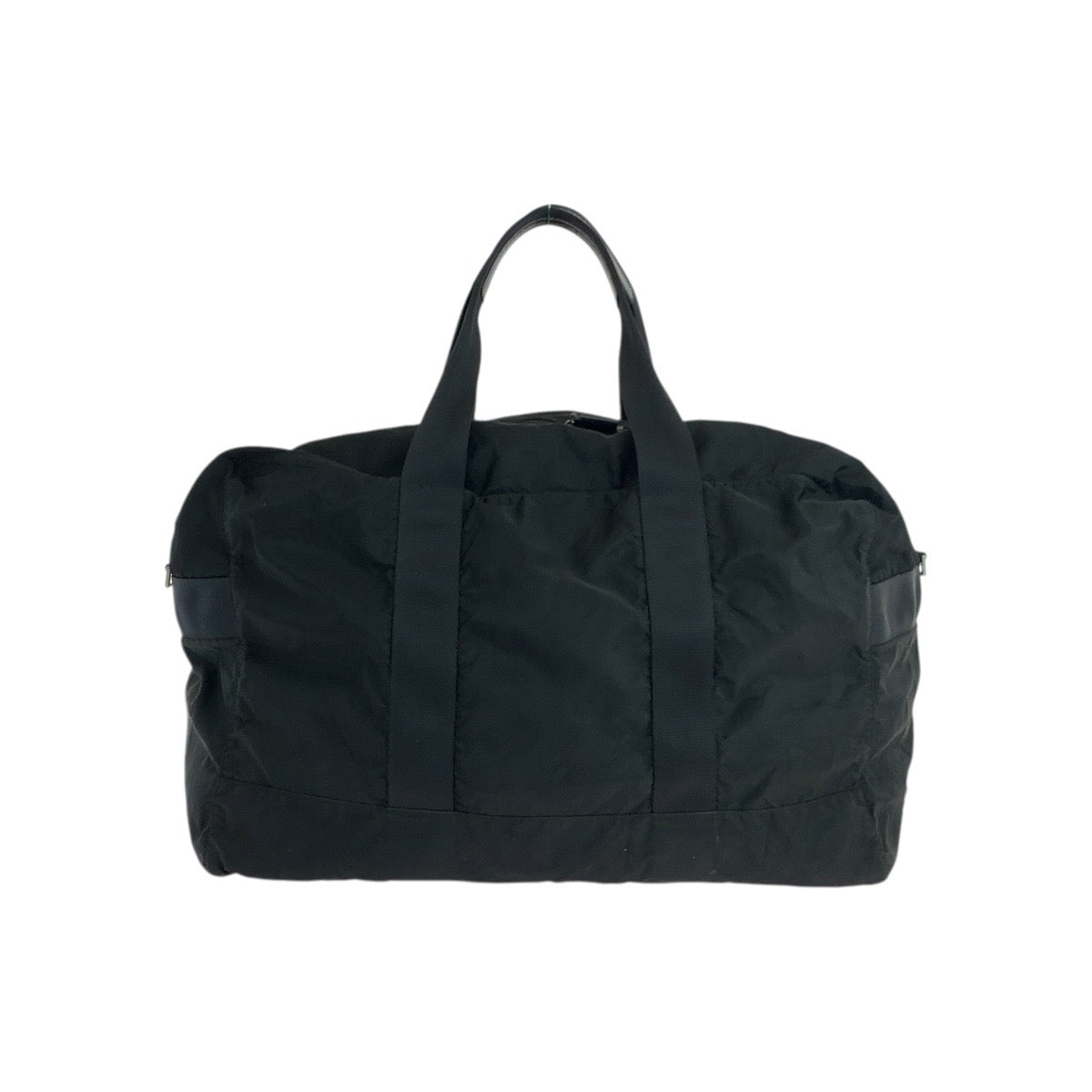 19113
PRADA プラダ テスート 三角ロゴプレート ブラック 黒 シルバー金具 ナイロン / レザー ボストンバッグ ショルダーバッグ  レディース AB38