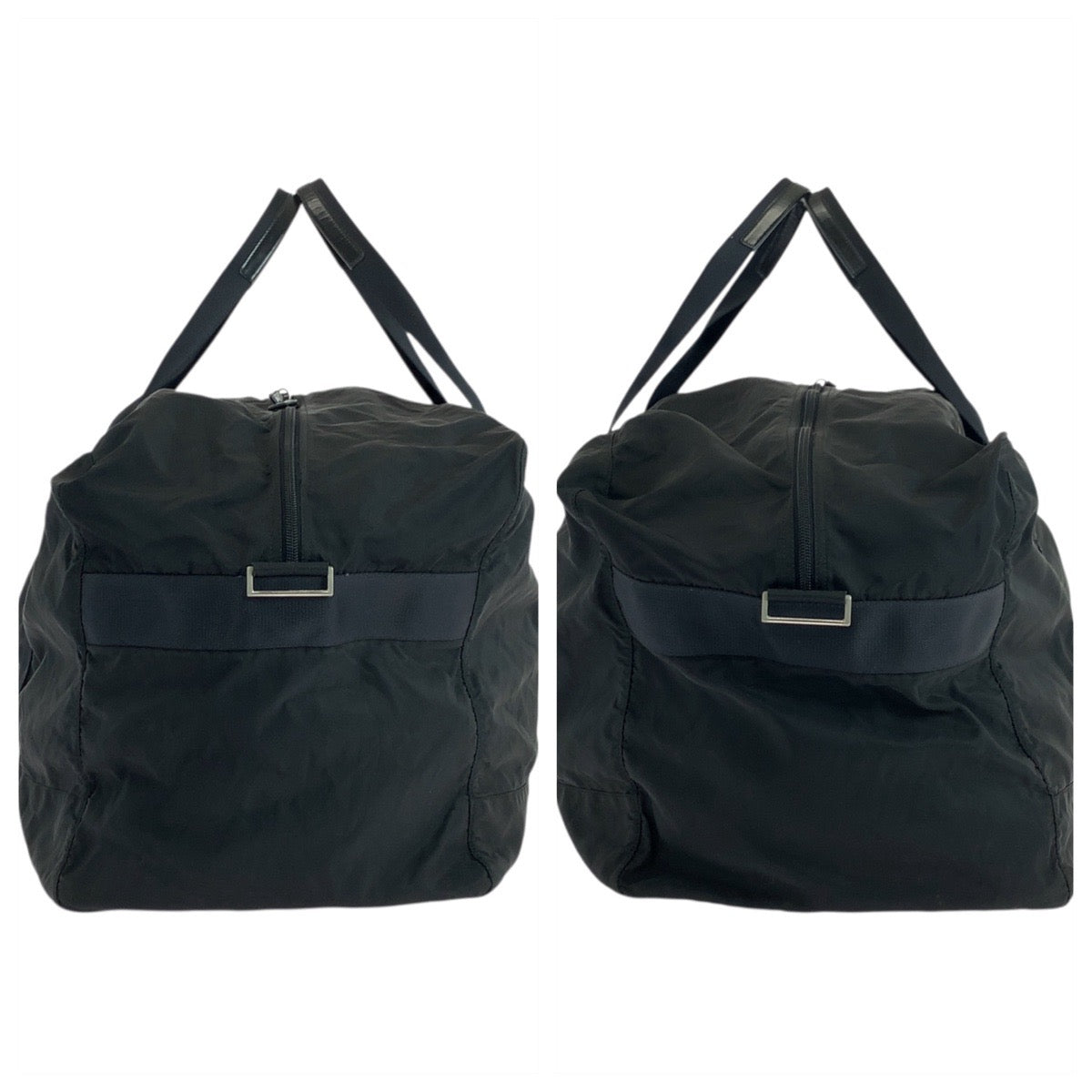 19113
PRADA プラダ テスート 三角ロゴプレート ブラック 黒 シルバー金具 ナイロン / レザー ボストンバッグ ショルダーバッグ  レディース AB38