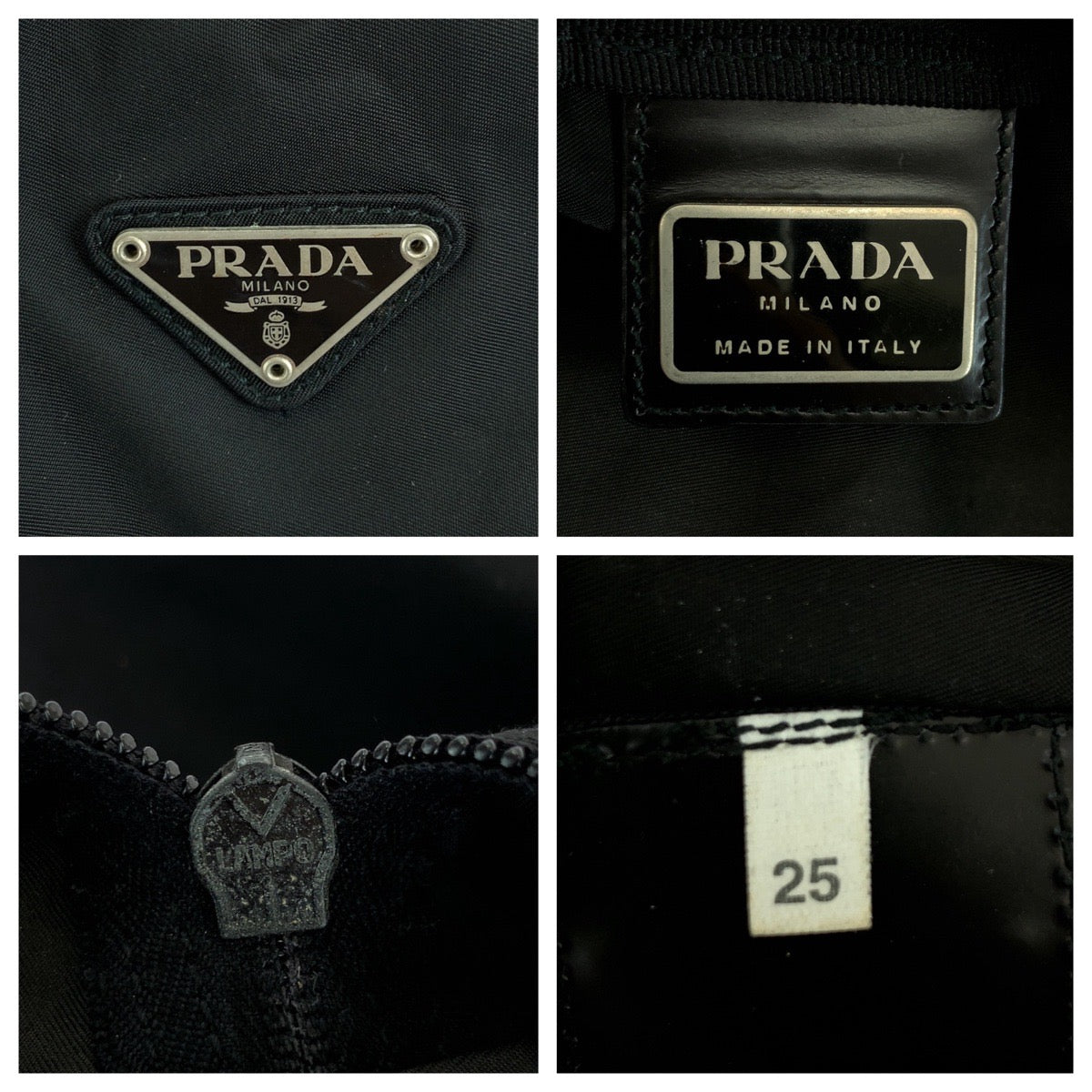 19113
PRADA プラダ テスート 三角ロゴプレート ブラック 黒 シルバー金具 ナイロン / レザー ボストンバッグ ショルダーバッグ  レディース AB38