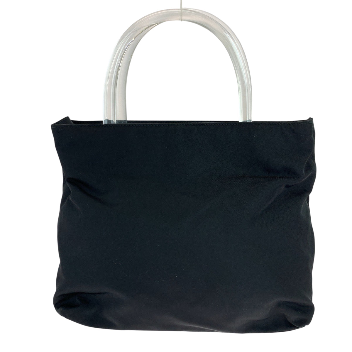 19114
PRADA プラダ テスート 三角ロゴプレート ブラック 黒 クリア ナイロン トートバッグ ハンドバッグ  レディース ABP24