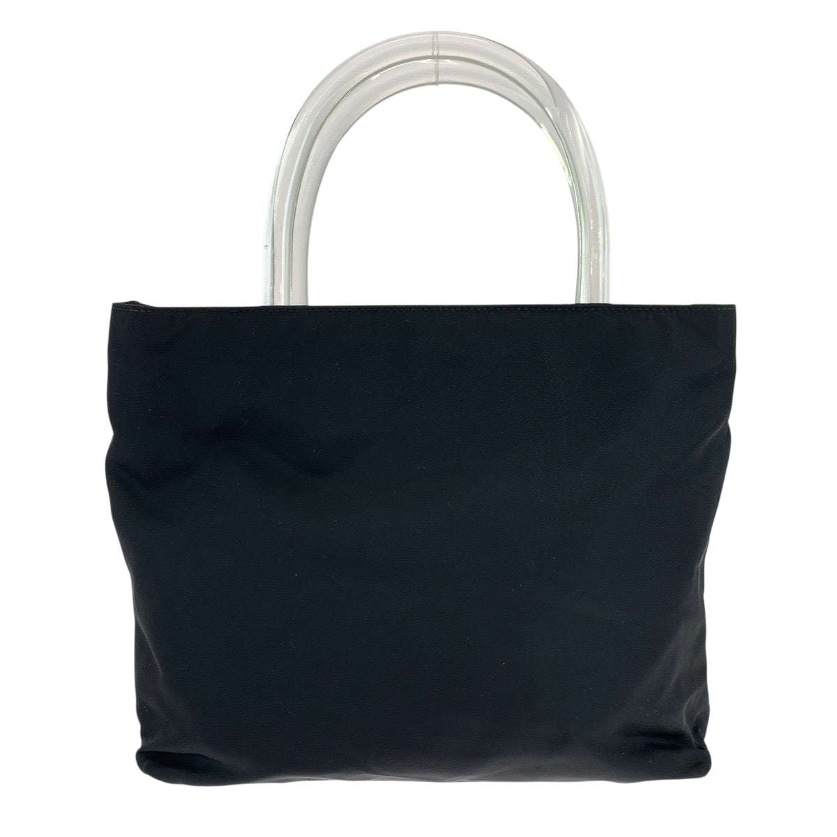 19114
PRADA プラダ テスート 三角ロゴプレート ブラック 黒 クリア ナイロン トートバッグ ハンドバッグ  レディース ABP24