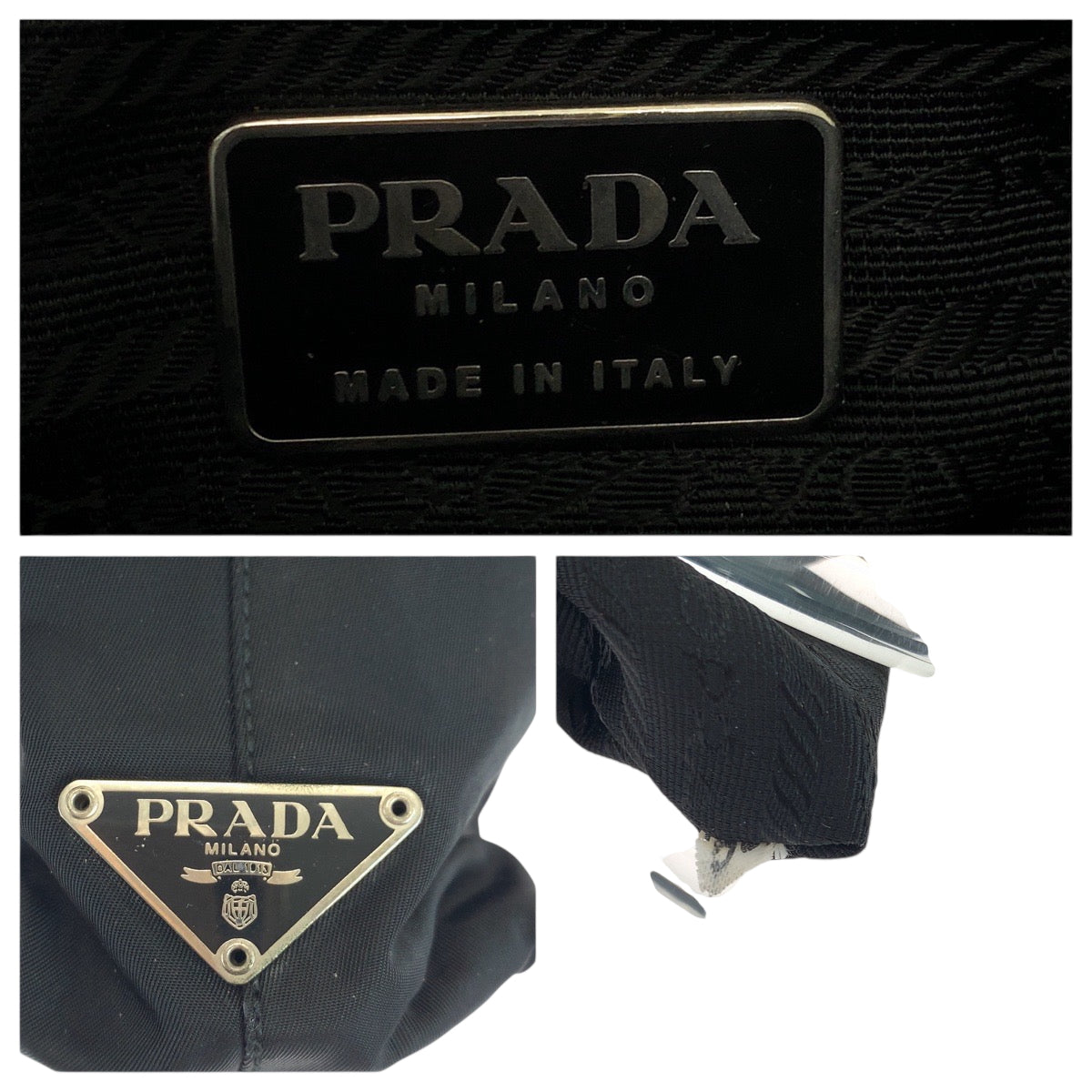 19114
PRADA プラダ テスート 三角ロゴプレート ブラック 黒 クリア ナイロン トートバッグ ハンドバッグ  レディース ABP24
