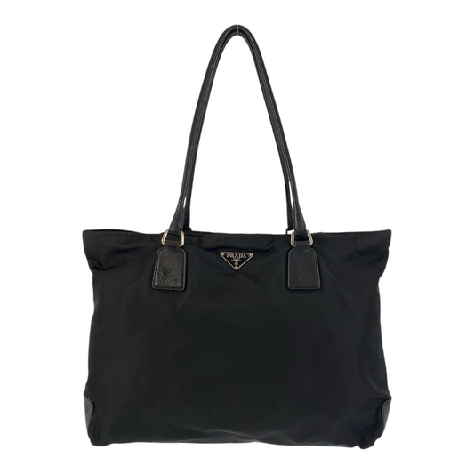 19115
PRADA プラダ テスート 三角ロゴプレート ブラック 黒 シルバー金具 ナイロン ショルダーバッグ  レディース AB28