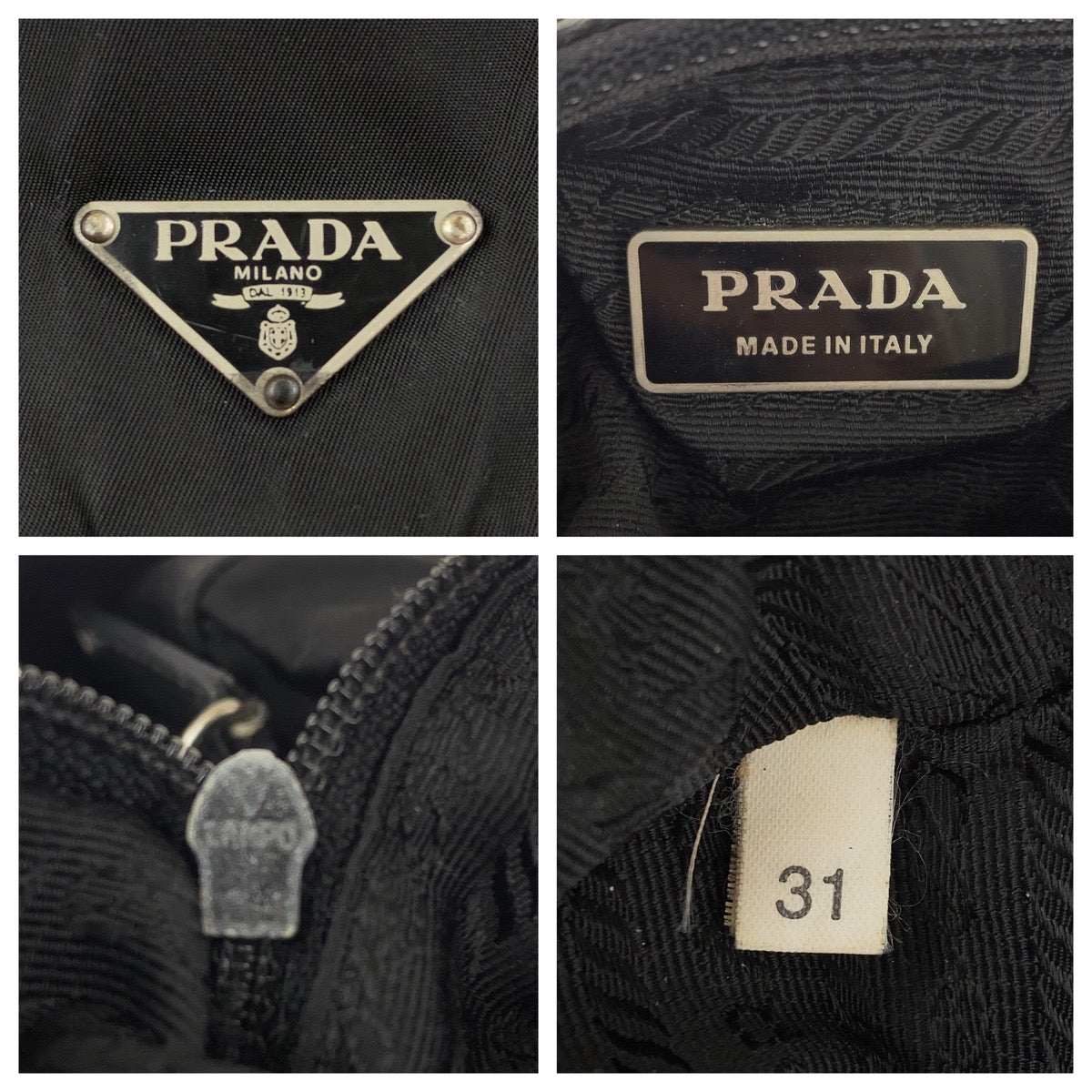 19116
PRADA プラダ テスート 三角ロゴプレート ブラック 黒 シルバー金具 ナイロン / レザー ショルダーバッグ ポシェット   レディース AB30