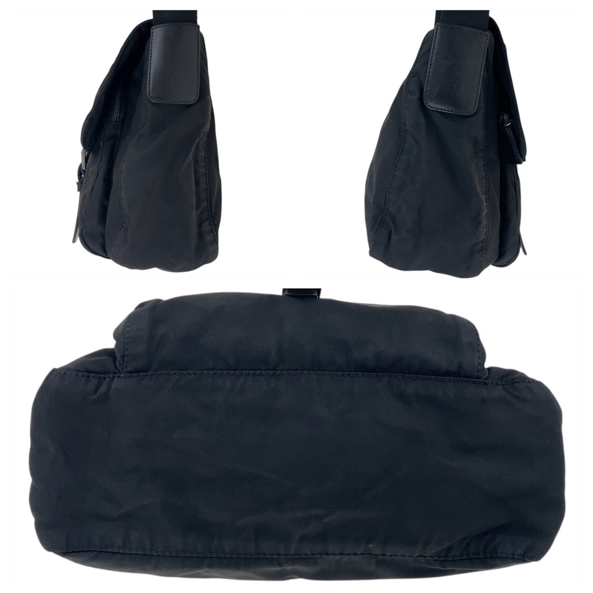 19116
PRADA プラダ テスート 三角ロゴプレート ブラック 黒 シルバー金具 ナイロン / レザー ショルダーバッグ ポシェット   レディース AB30