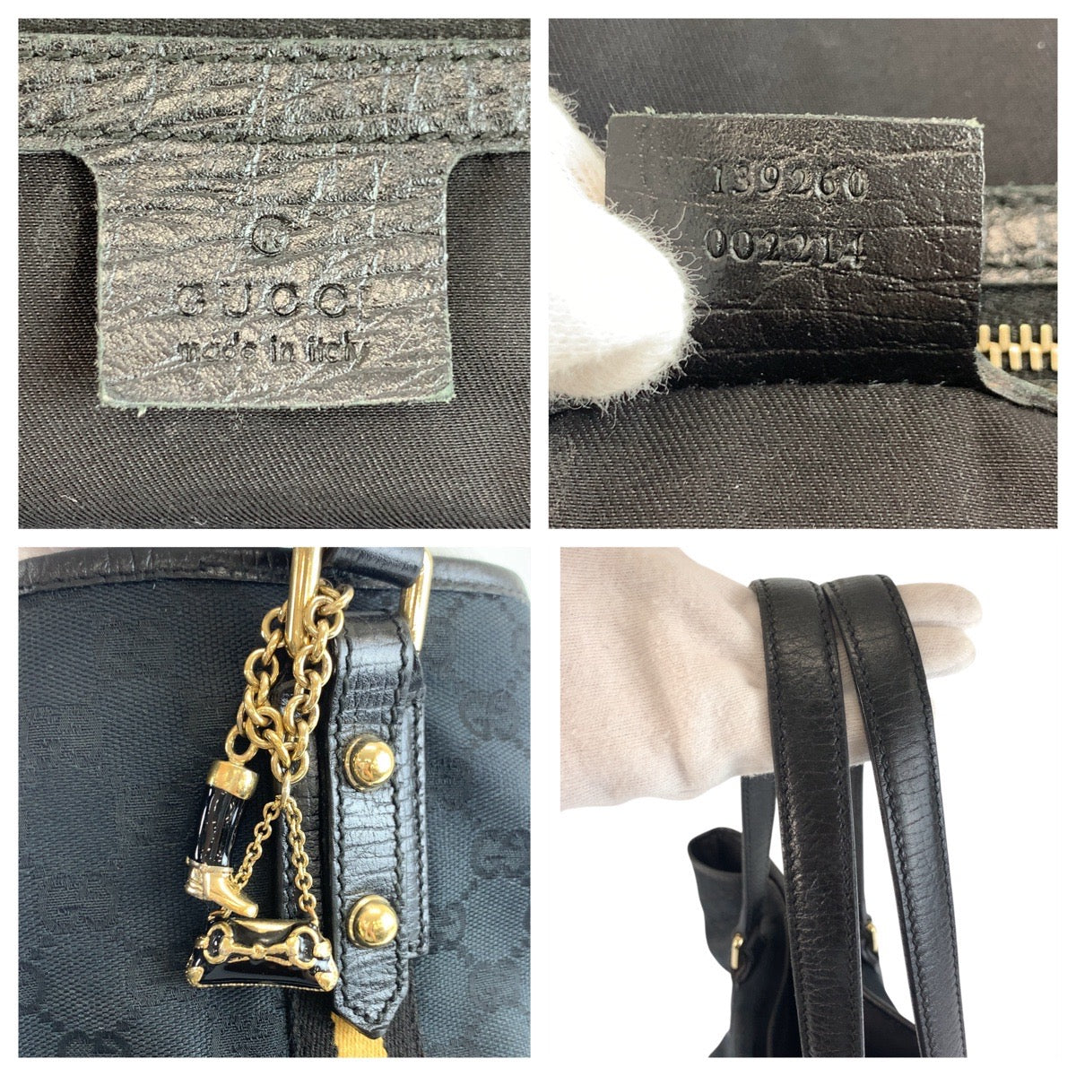 19117
GUCCI グッチ シェリーライン ブラック 黒 ゴールド金具 GGキャンバス 139260 トートバッグ ショルダーバッグ  レディース AB20
