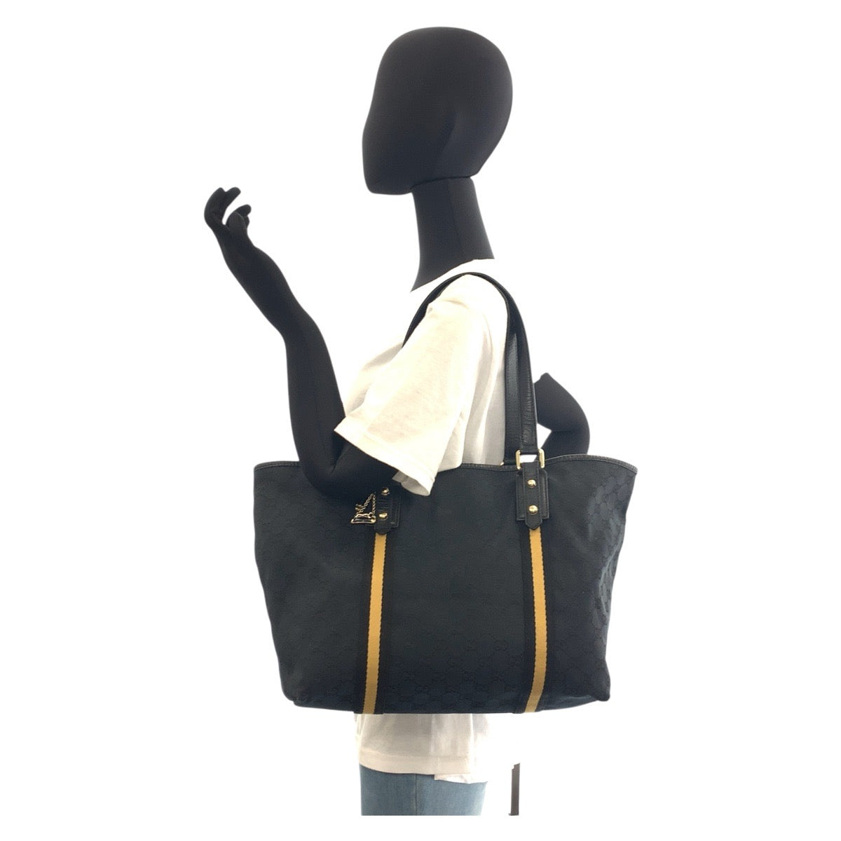 19117
GUCCI グッチ シェリーライン ブラック 黒 ゴールド金具 GGキャンバス 139260 トートバッグ ショルダーバッグ  レディース AB20