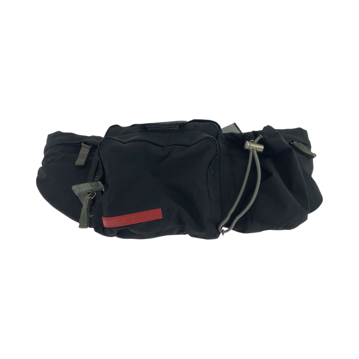 19118
PRADA プラダ プラダスポーツ ブラック 黒 シルバー金具 ナイロン 4VA056 ウエストバッグ バムバッグ  メンズ AB30