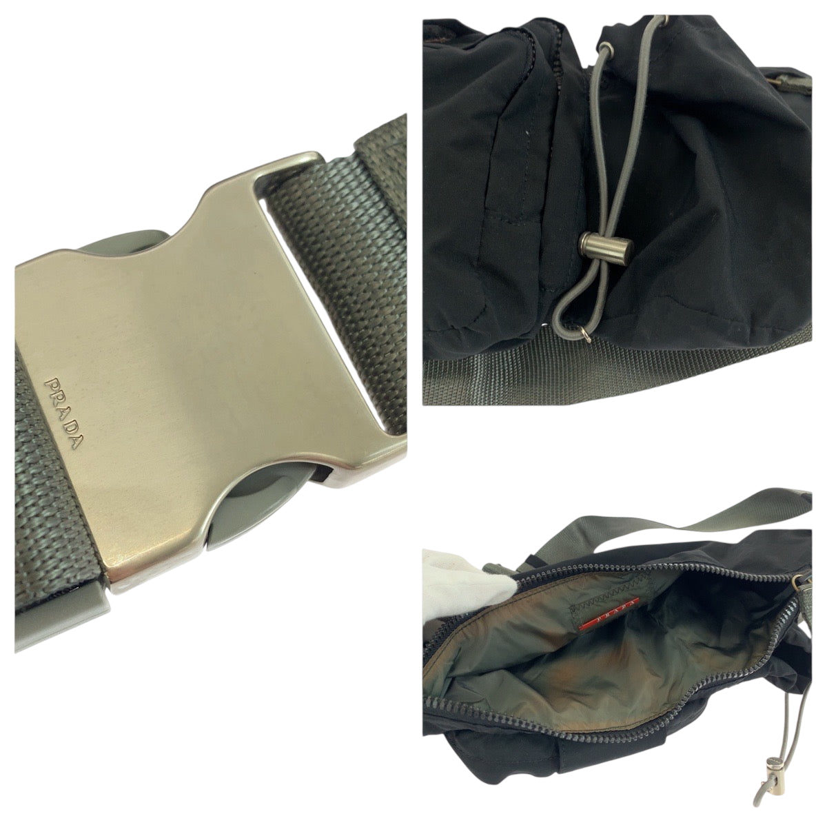 19118
PRADA プラダ プラダスポーツ ブラック 黒 シルバー金具 ナイロン 4VA056 ウエストバッグ バムバッグ  メンズ AB30