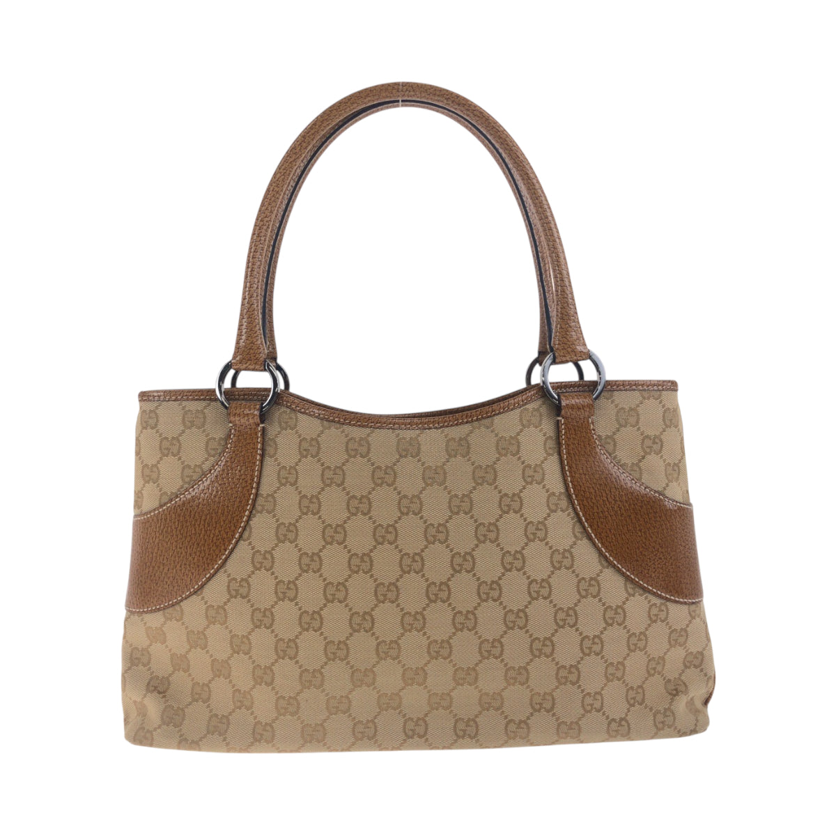 19119
GUCCI グッチ ベージュ ブラウン シルバー金具 GGキャンバス 113015 トートバッグ ショルダーバッグ レディース A48