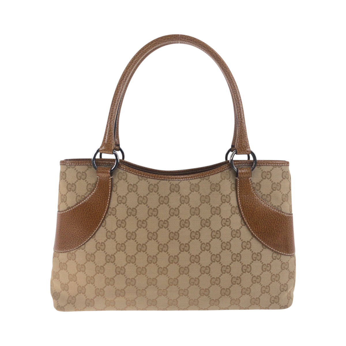 19119
GUCCI グッチ ベージュ ブラウン シルバー金具 GGキャンバス 113015 トートバッグ ショルダーバッグ レディース A48