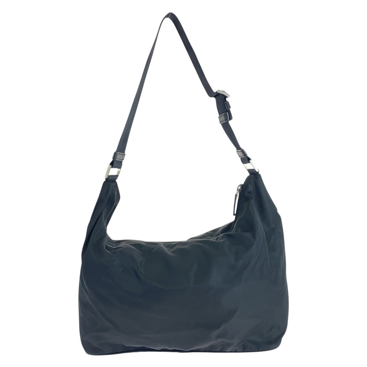 19120
PRADA プラダ テスート 三角ロゴプレート ブラック 黒 シルバー金具 ナイロン ショルダーバッグ  レディース AB38