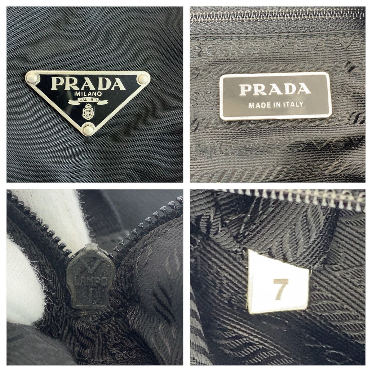 19120
PRADA プラダ テスート 三角ロゴプレート ブラック 黒 シルバー金具 ナイロン ショルダーバッグ  レディース AB38
