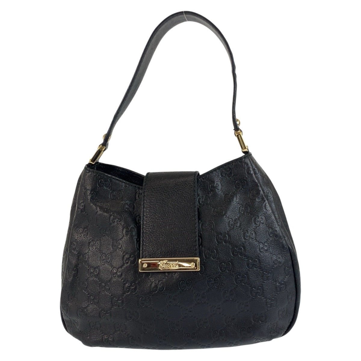 19121
GUCCI グッチ グッチシマ ブラック 黒 ゴールド金具 レザー 211934 ホーボー ショルダーバッグ  レディース A48