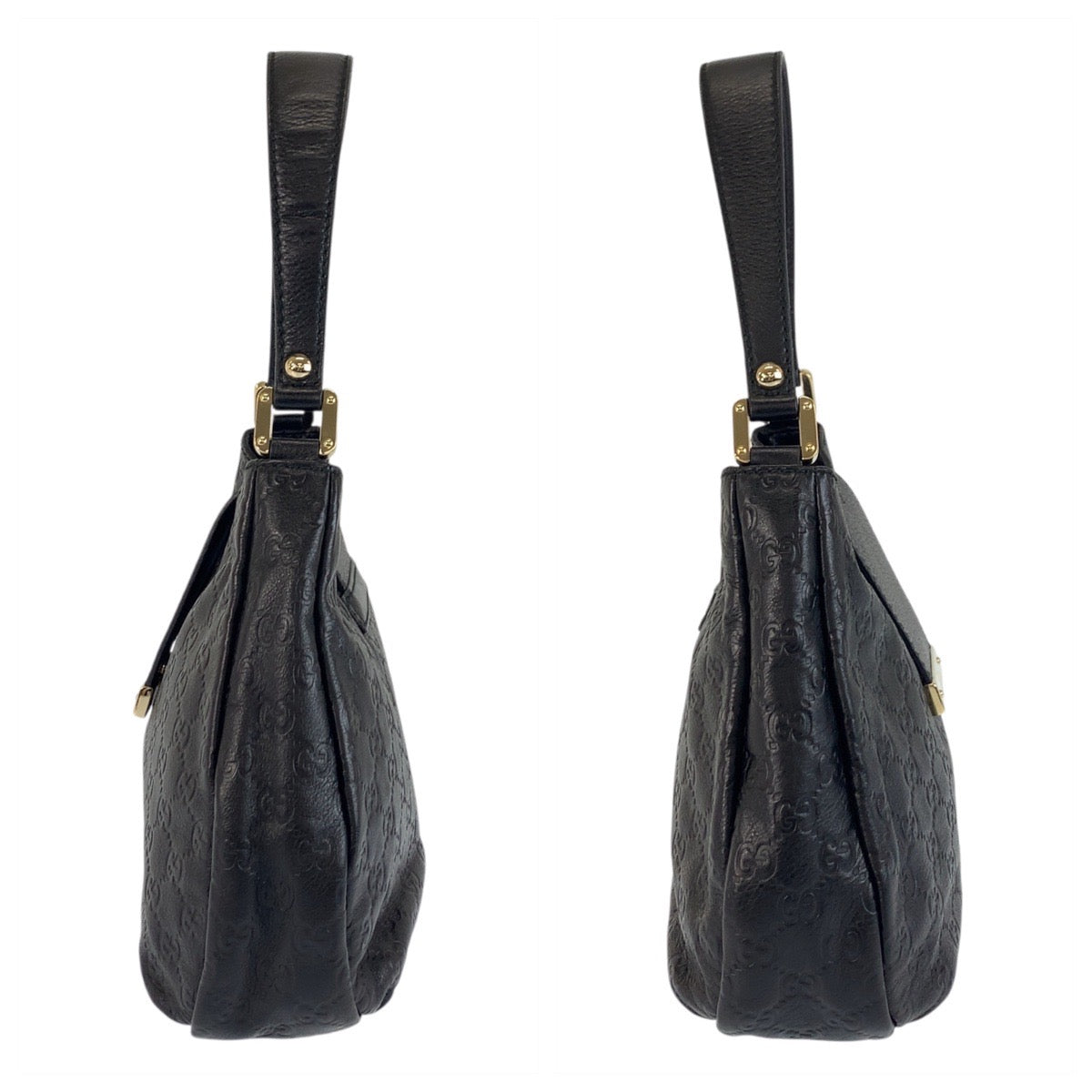 19121
GUCCI グッチ グッチシマ ブラック 黒 ゴールド金具 レザー 211934 ホーボー ショルダーバッグ  レディース A48