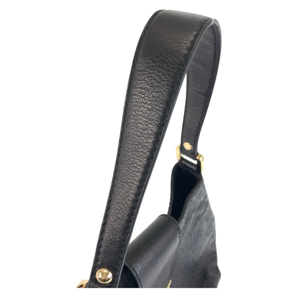 19121
GUCCI グッチ グッチシマ ブラック 黒 ゴールド金具 レザー 211934 ホーボー ショルダーバッグ  レディース A48