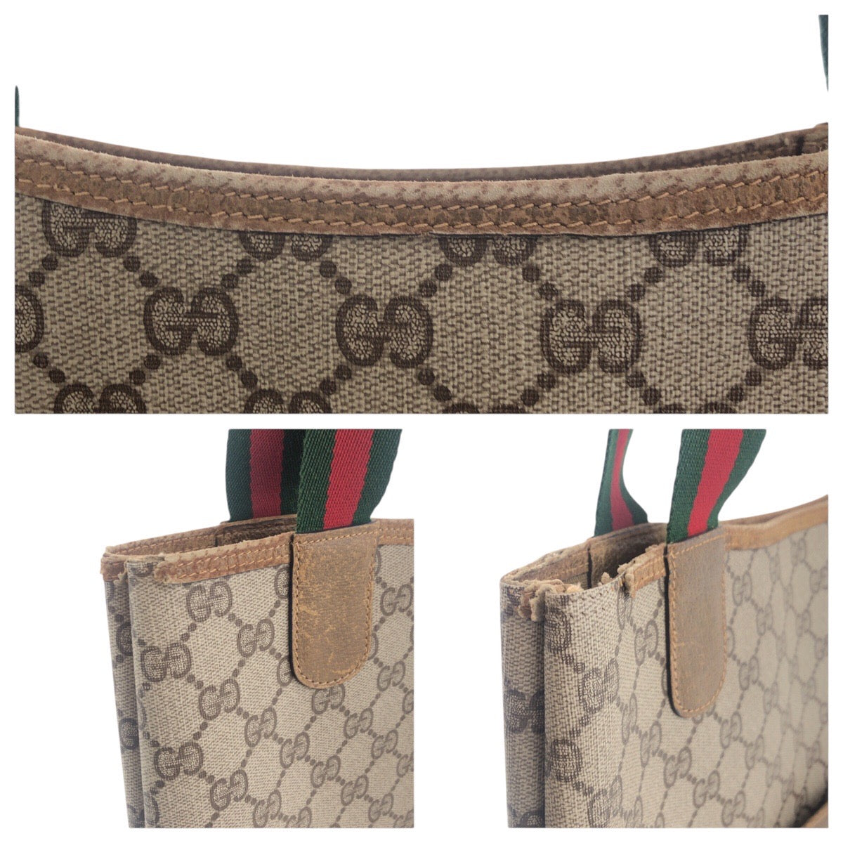 19122
GUCCI グッチ ヴィンテージ オールドグッチ シェリーライン ベージュ ブラウン ゴールド金具 GGスプリームキャンバス 50205 トートバッグ ショルダーバッグ  レディース AB20
