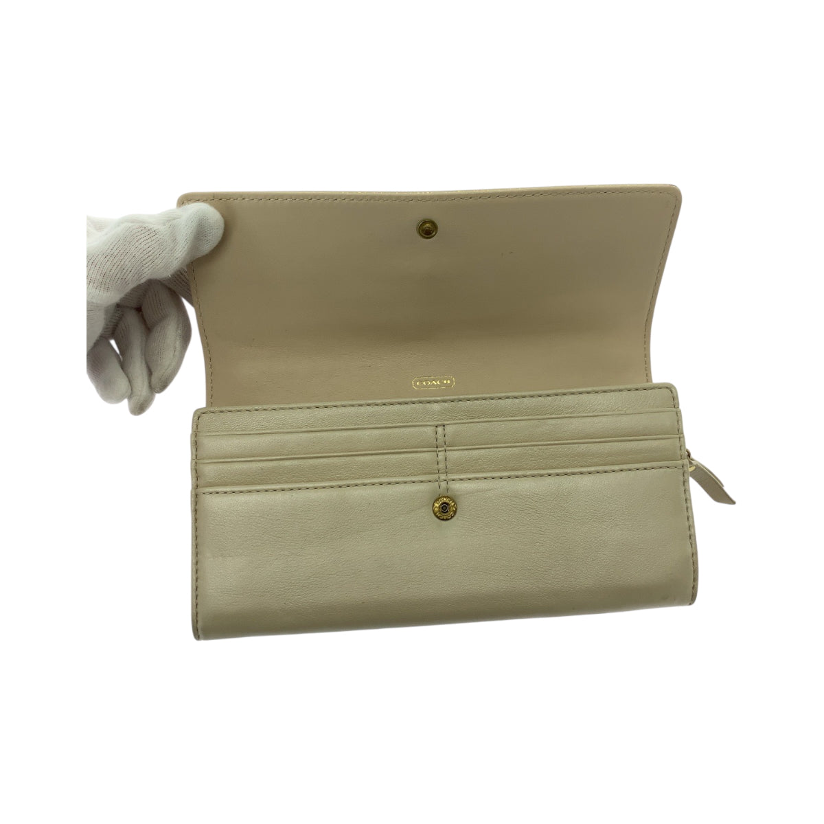 19303
COACH コーチ シグネチャー ベージュ ゴールド ゴールド金具 キャンバス 長財布 ロングウォレット レディース AB1