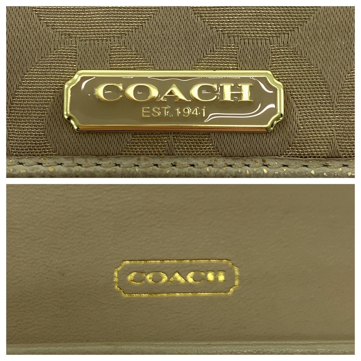 19303
COACH コーチ シグネチャー ベージュ ゴールド ゴールド金具 キャンバス 長財布 ロングウォレット レディース AB1